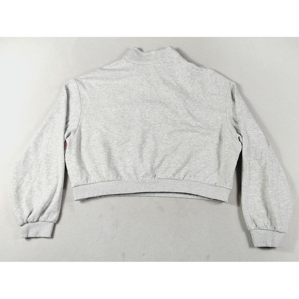 H&M Divided Sweatshirt Womens Large Gray Pink California 1991 1/4 Zip Cropped - Picture 2 of 10